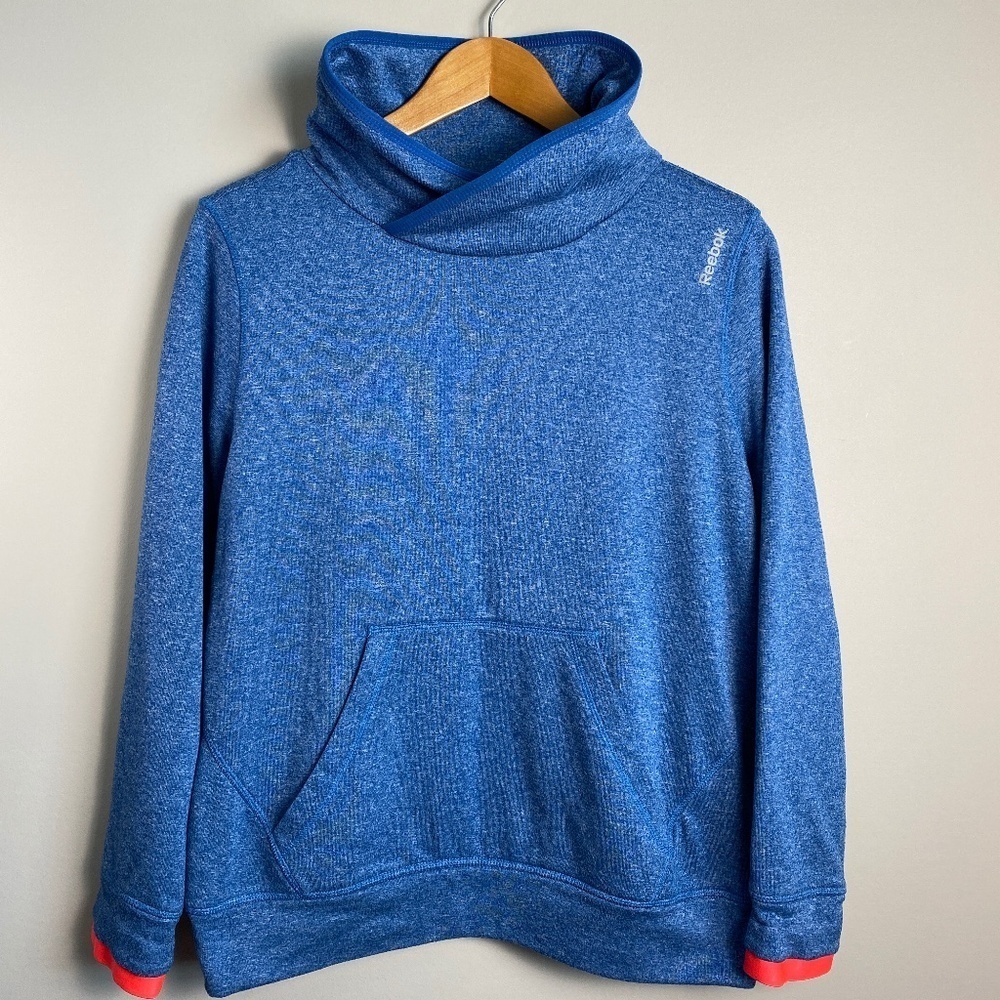 Reebok Women's Blue Crossover High Neck Athletic Pullover Sweatshirt Size Large